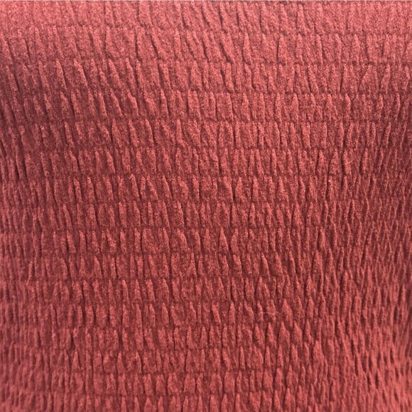 Anthropologie Smocked Bell Sleeve Top Women’s Small Wine Burgundy Textured Knit - Picture 6 of 10